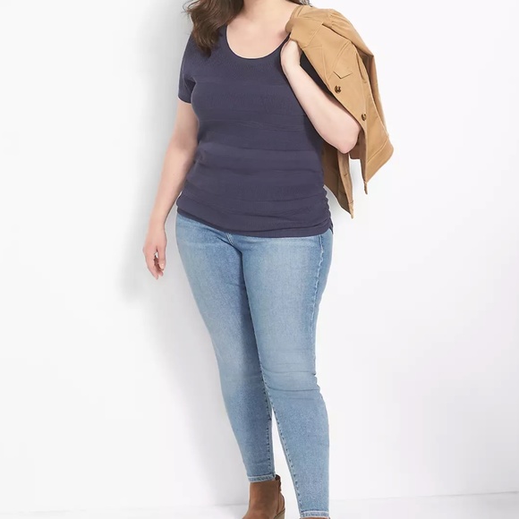 Lane Bryant Indigo Pullover Sweater-Size 26/28-Short Sleeve-Crew Neck-NEW - Picture 3 of 3